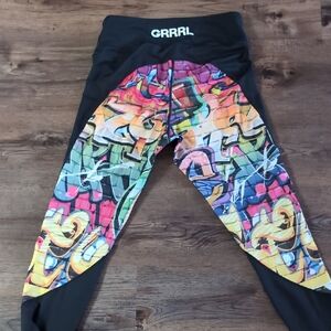 GRRRL Women's Multicolor Graffiti Leggings Amanda/Heather Size